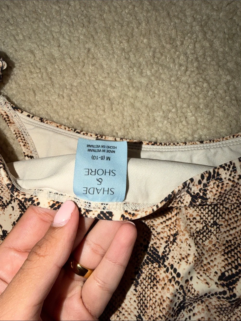 Shade & Shore Beige and Black Snake-Print Tie-Side Bikini
